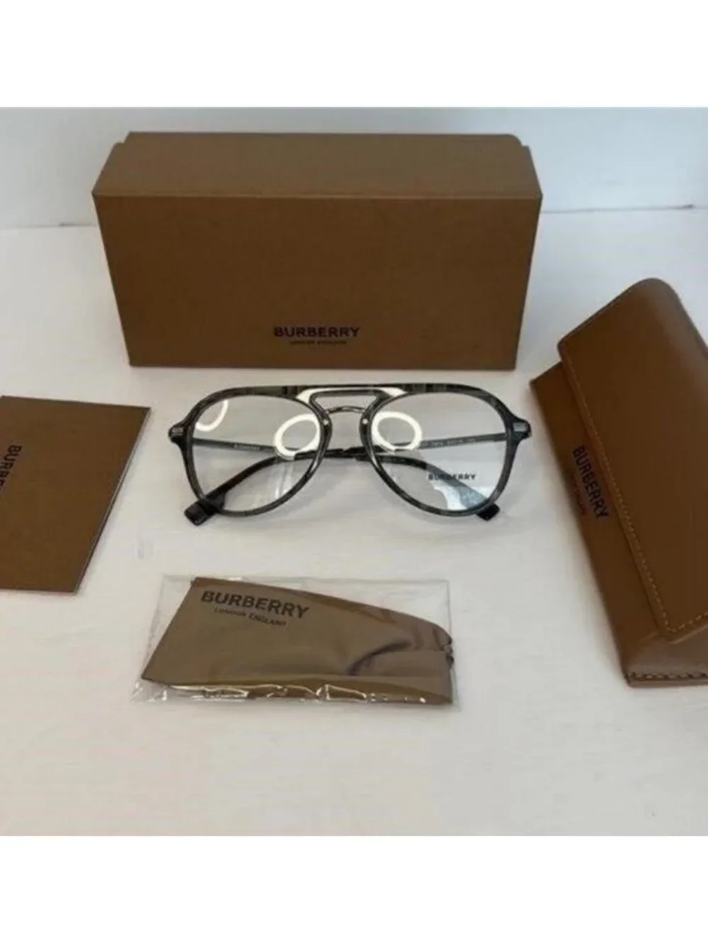 New Authentic EVEGLASSES CHARCOAL CHECK / CLEAR LENS Burberry OBE2377 - Picture 7 of 12